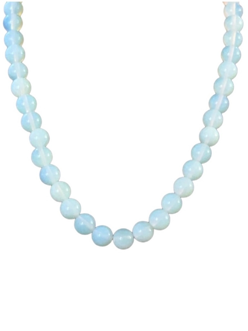 White Opal Lab Created Bead Necklace